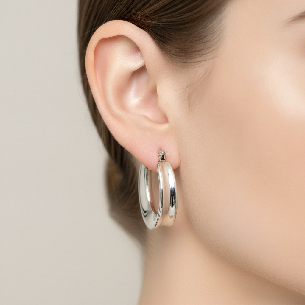 עגילי חישוק - on model