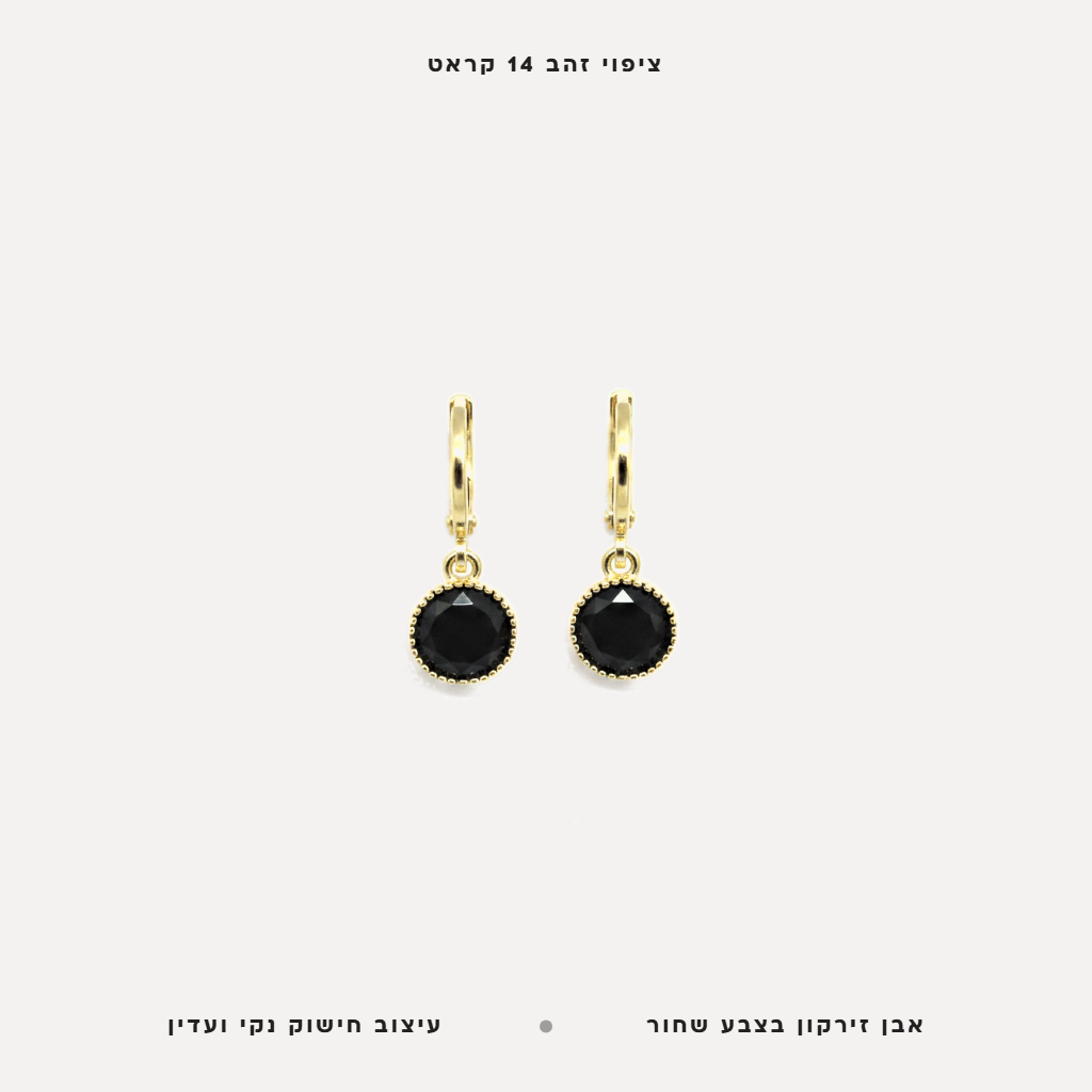 עגילי ציפוי זהב זירקון שחור - features