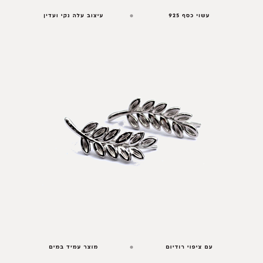 עגילי כסף עלים - features