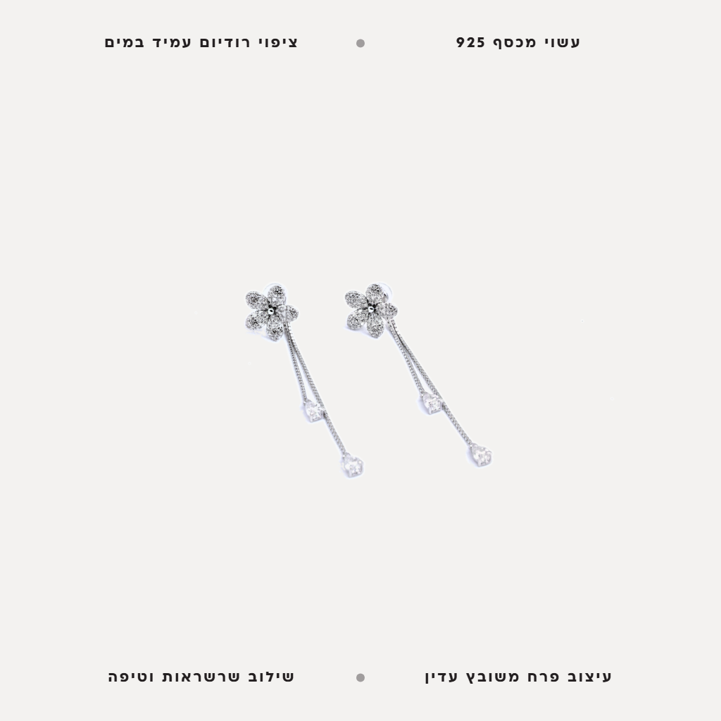 עגילי כסף פרח משובץ - features