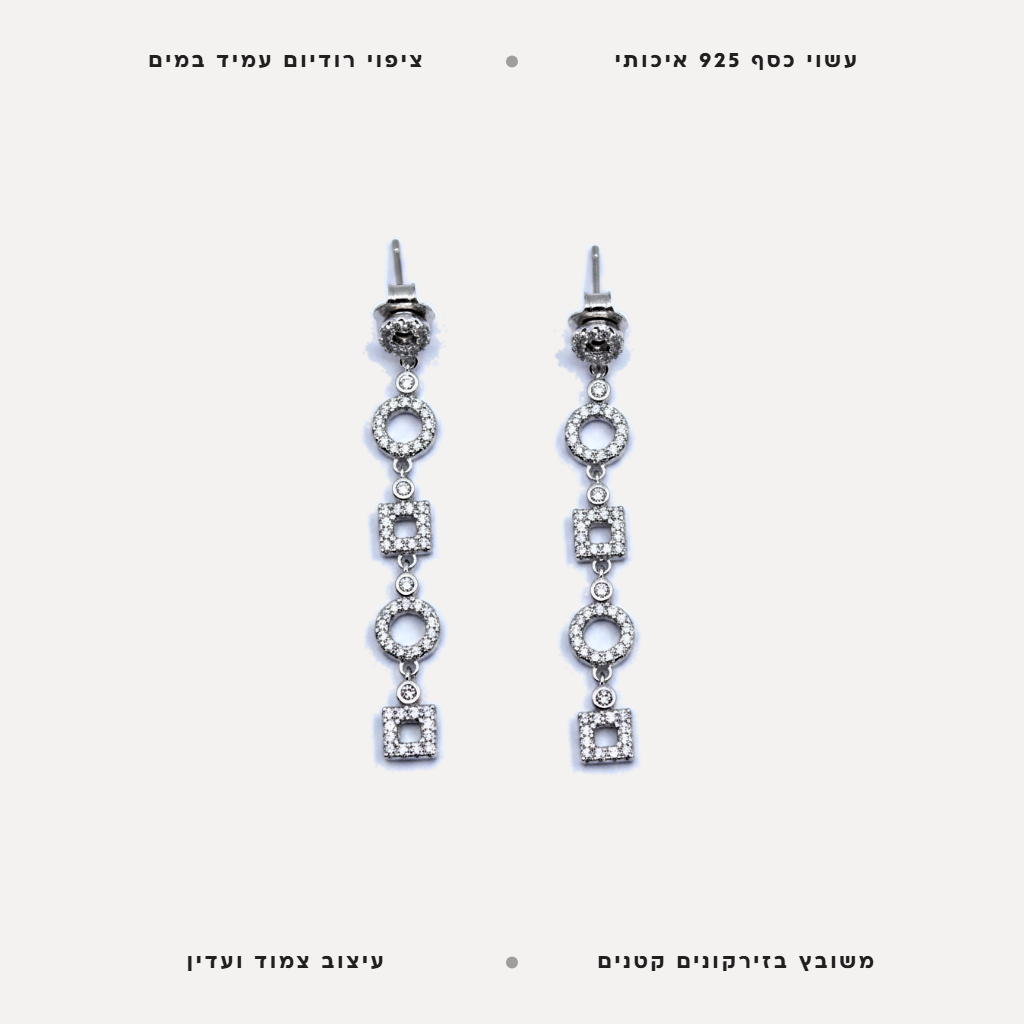 עגילי כסף צורות משובצות - features