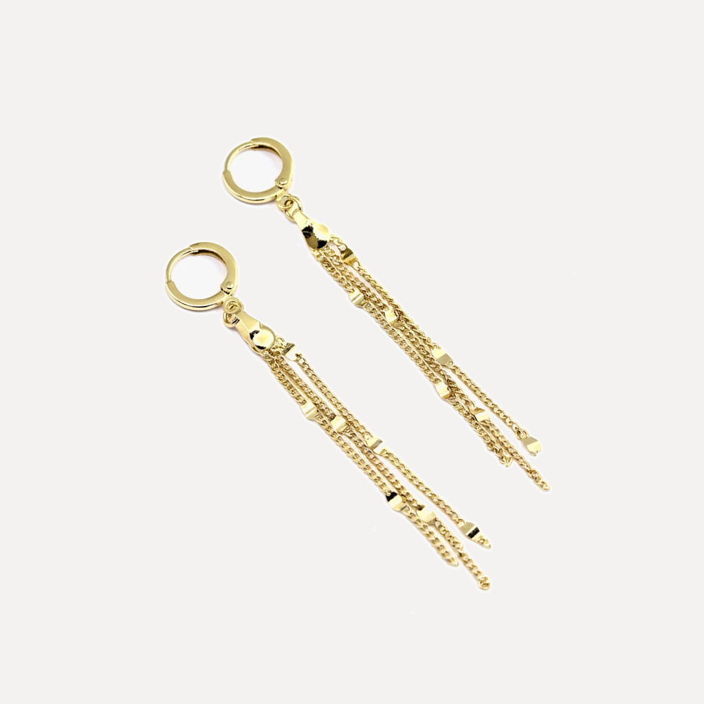 עגילי חישוק עם שרשראות - flat lay