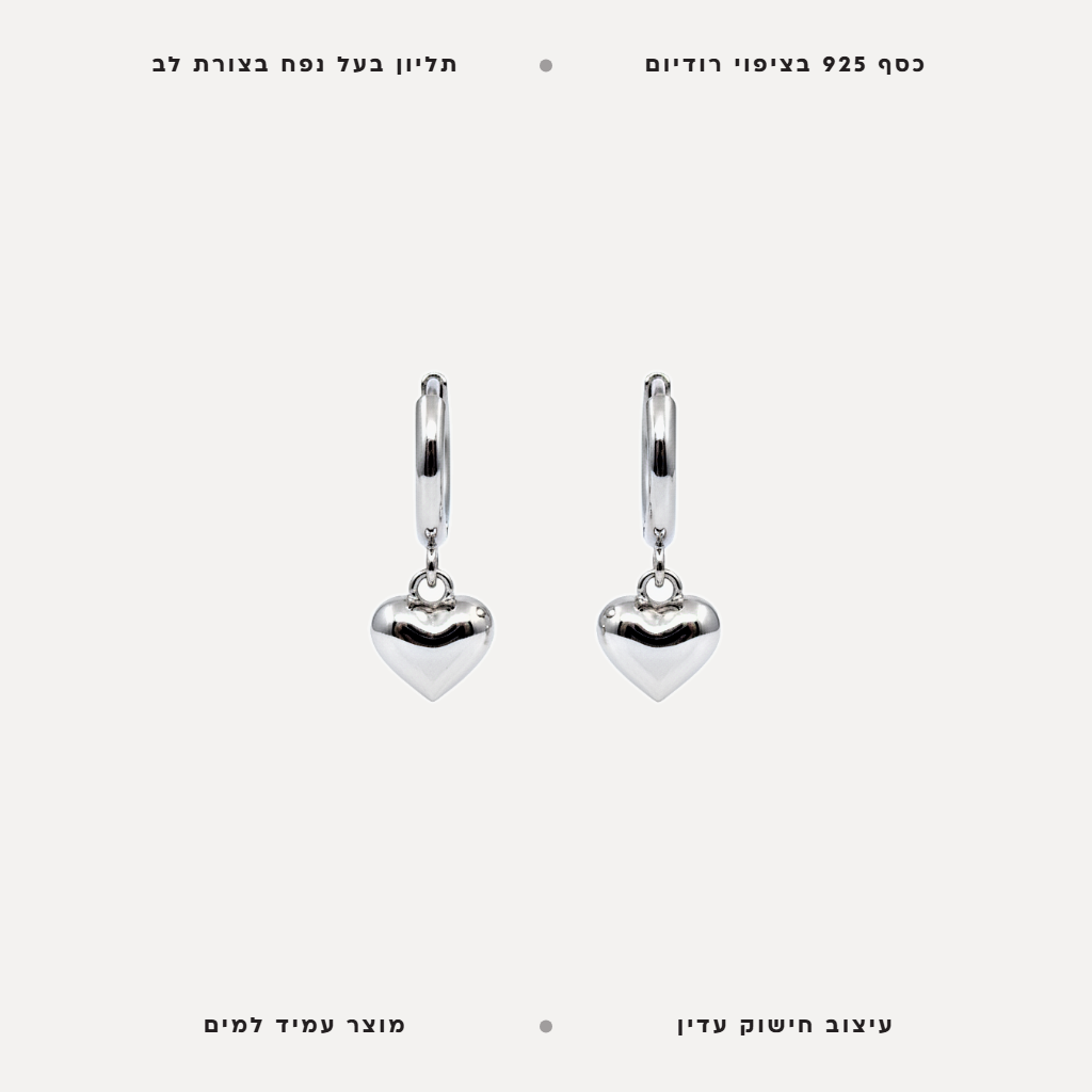 עגילי כסף לבבות - features