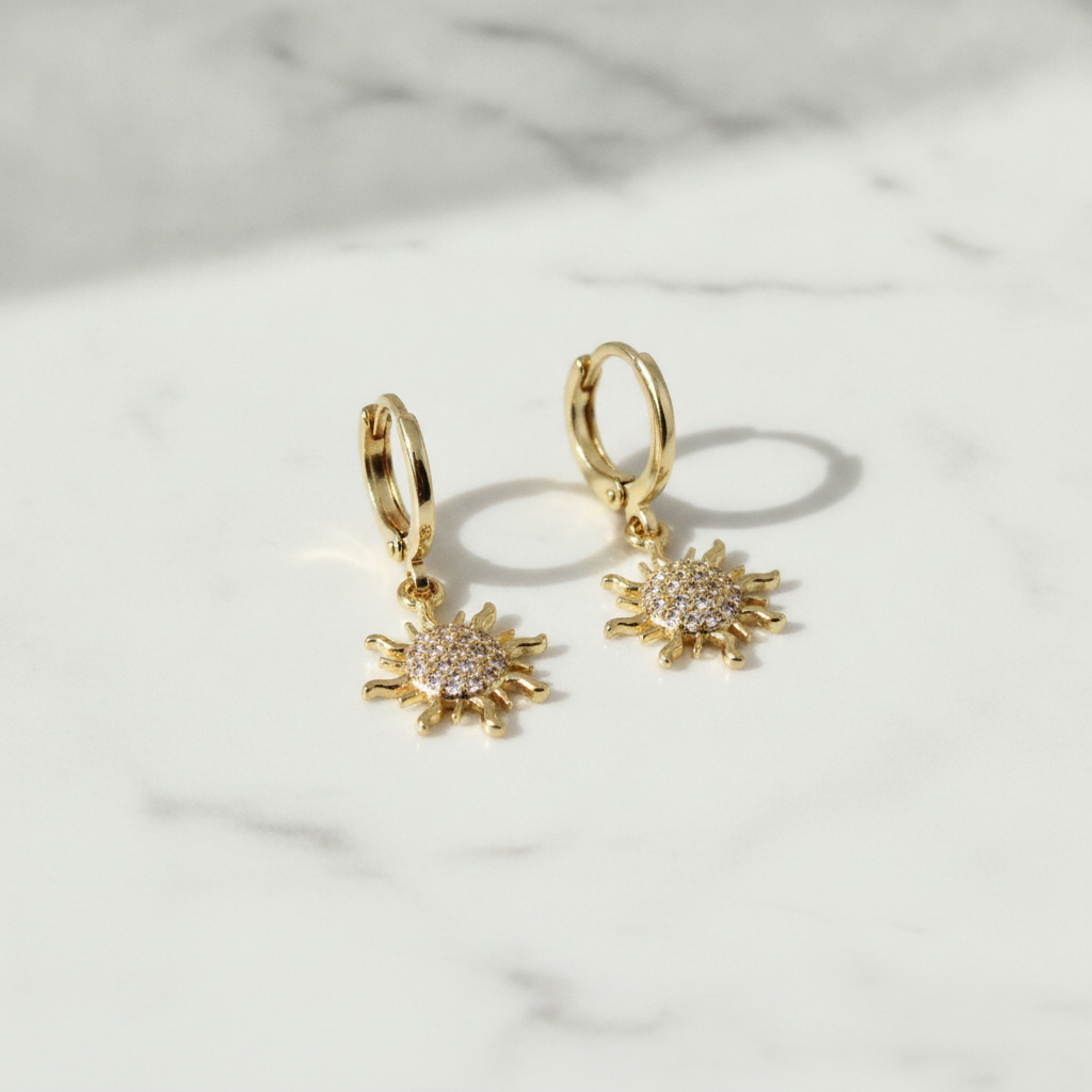 עגילי ציפוי זהב שמש - lifestyle