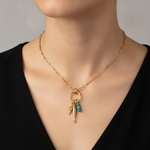 שרשרת ציפוי זהב טורקיז - on model