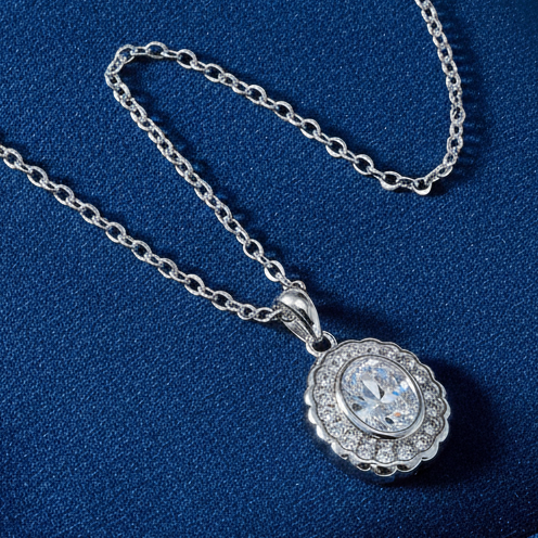 שרשרת כסף אובלי זירקון - lifestyle