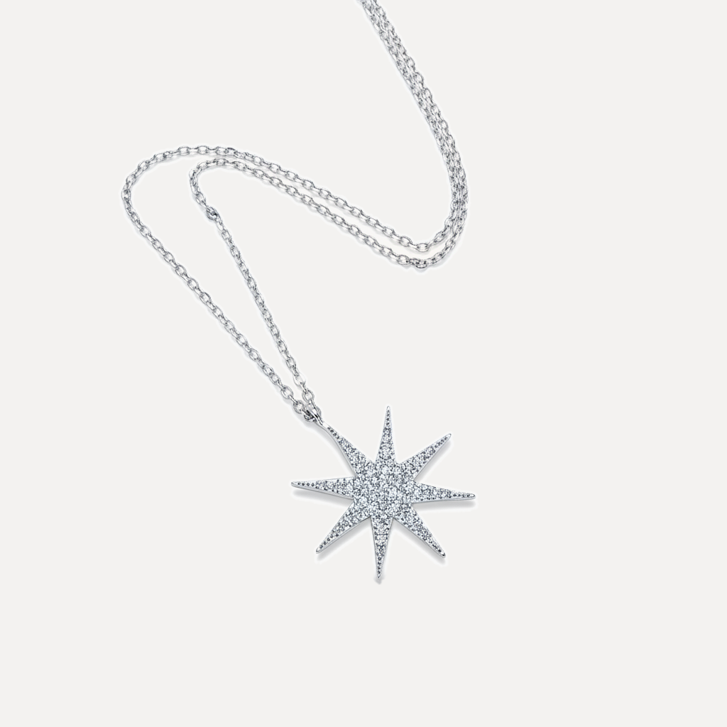 שרשרת כסף כוכב - flat lay
