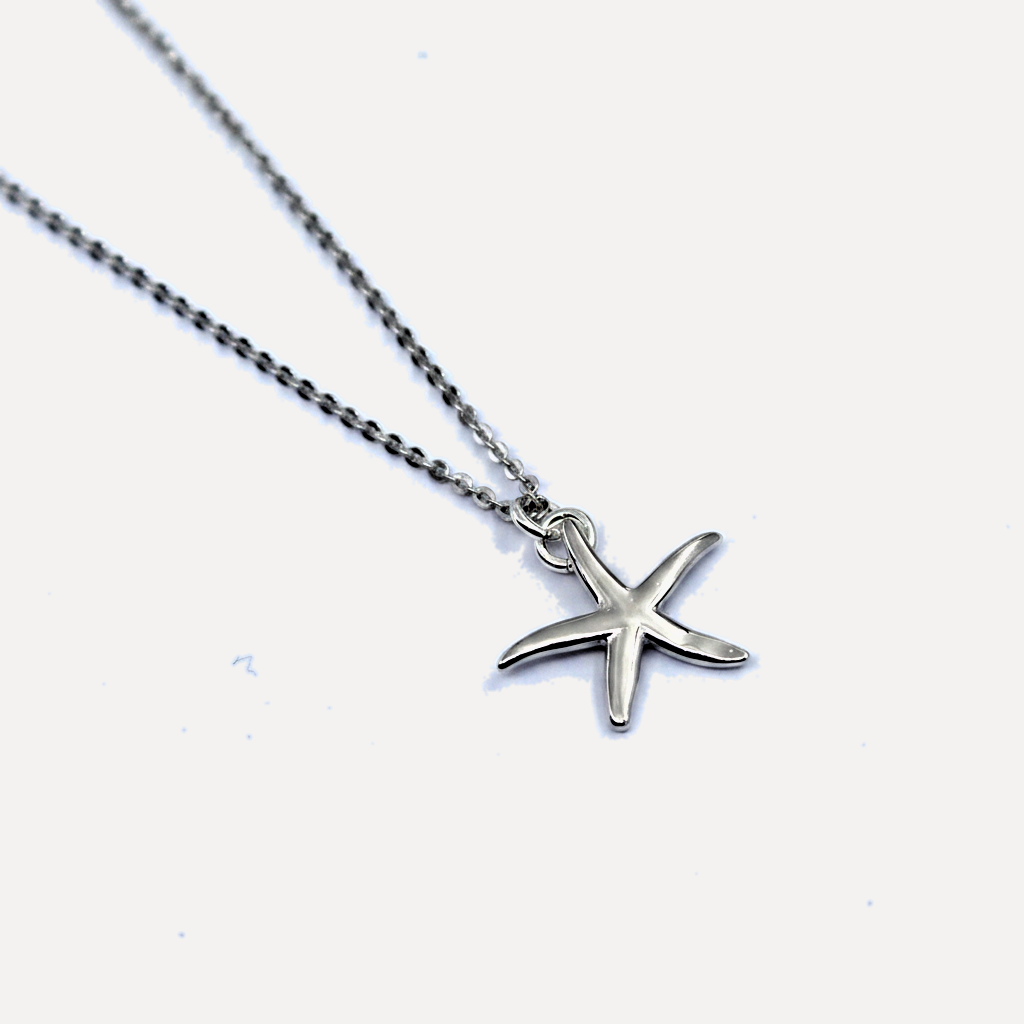 שרשרת כסף כוכב ים חלק - flat lay
