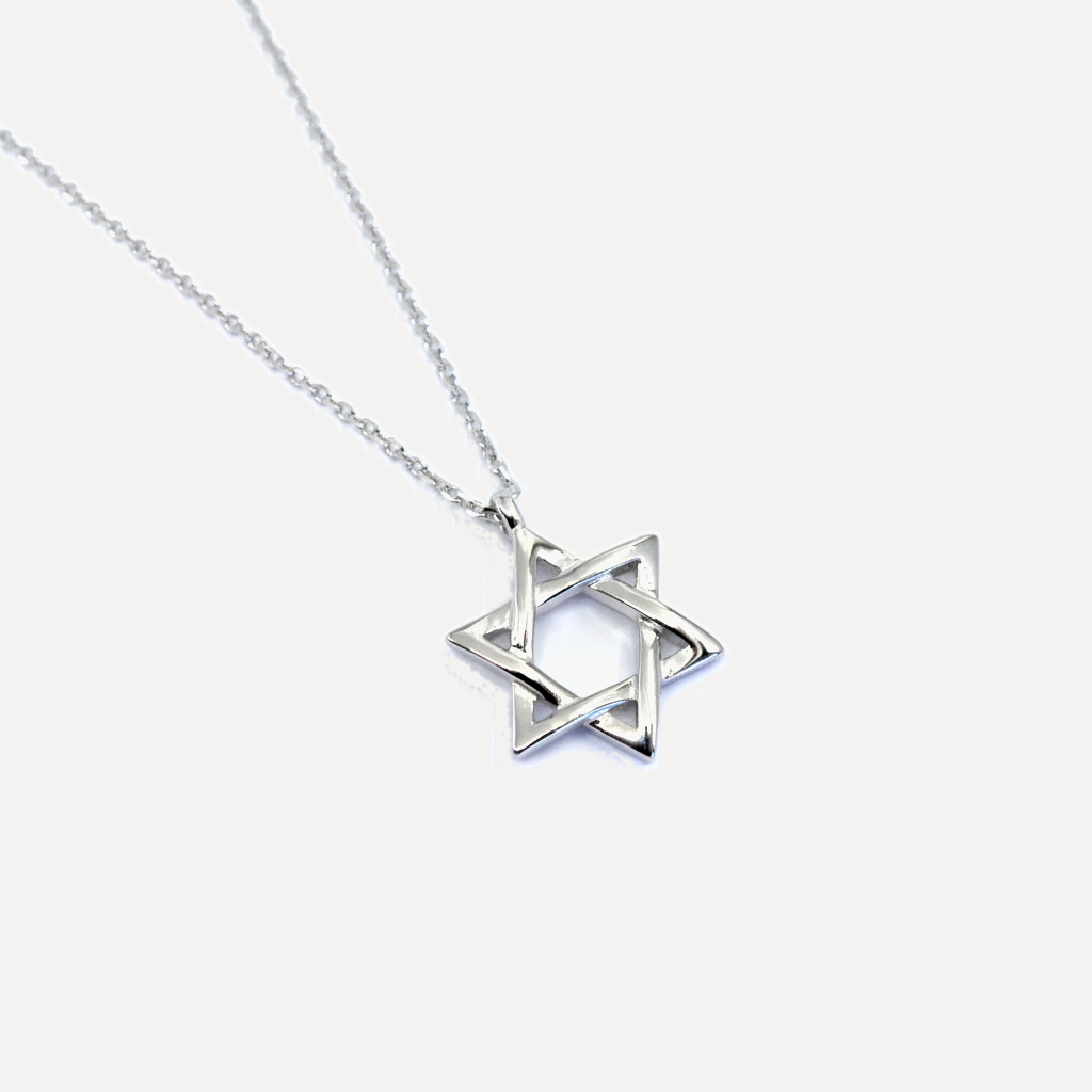 שרשרת כסף מגן דוויד - flat lay