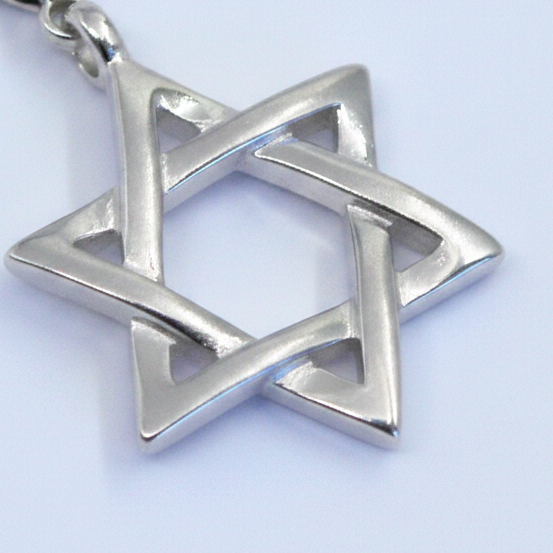 שרשרת כסף מגן דוויד - detail closeup