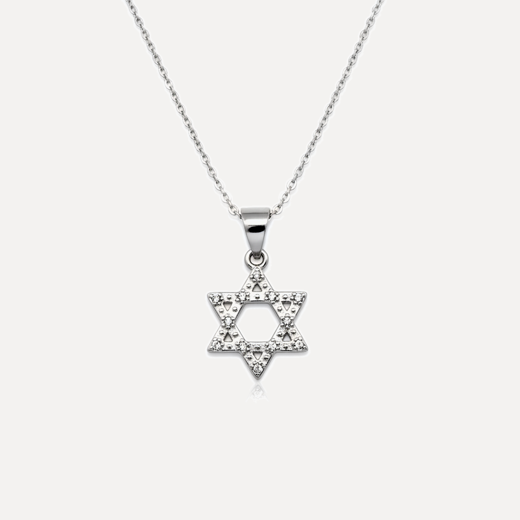 שרשרת כסף מגן דוויד - flat lay