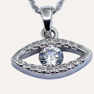 שרשרת כסף עין - detail closeup