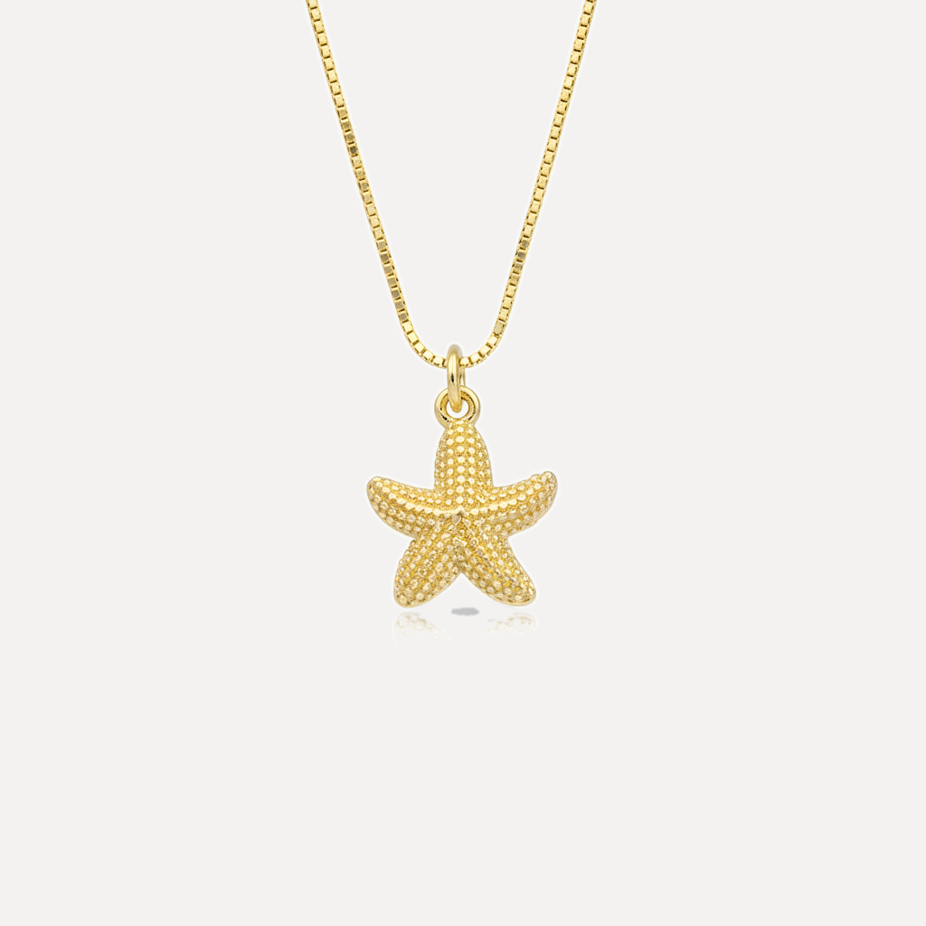 שרשרת ציפוי זהב כוכב ים - flat lay