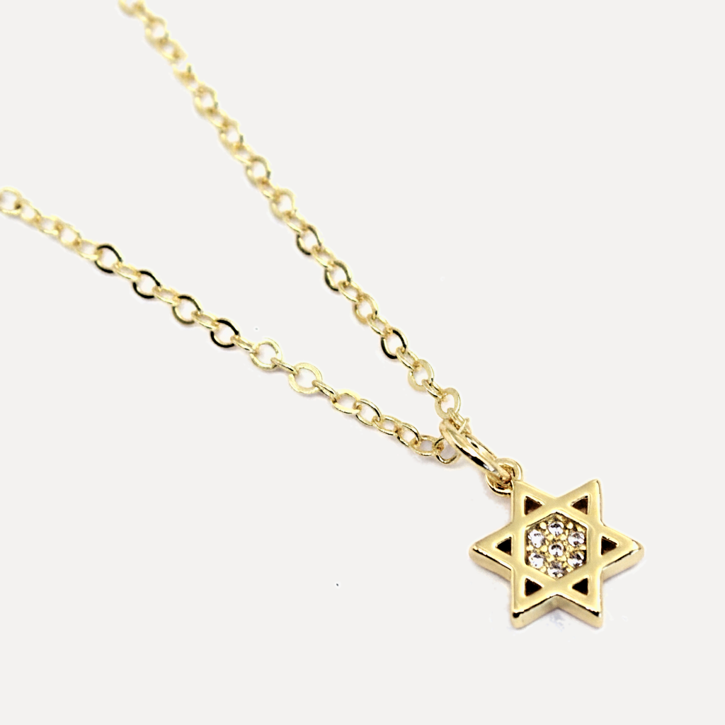 שרשרת ציפוי זהב מגן דוד - flat lay