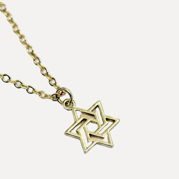 שרשרת ציפוי זהב מגן דוד - flat lay