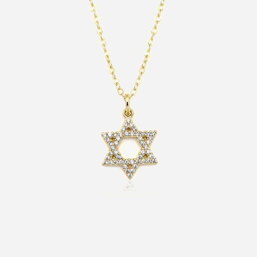 שרשרת ציפוי זהב מגן דוד - flat lay