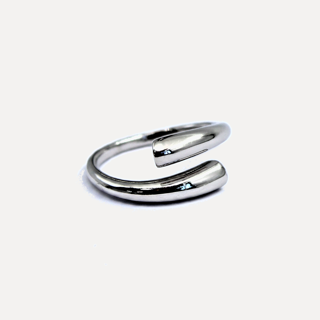 טבעת כסף פתוחה שני חלקים מתחברים - flat lay