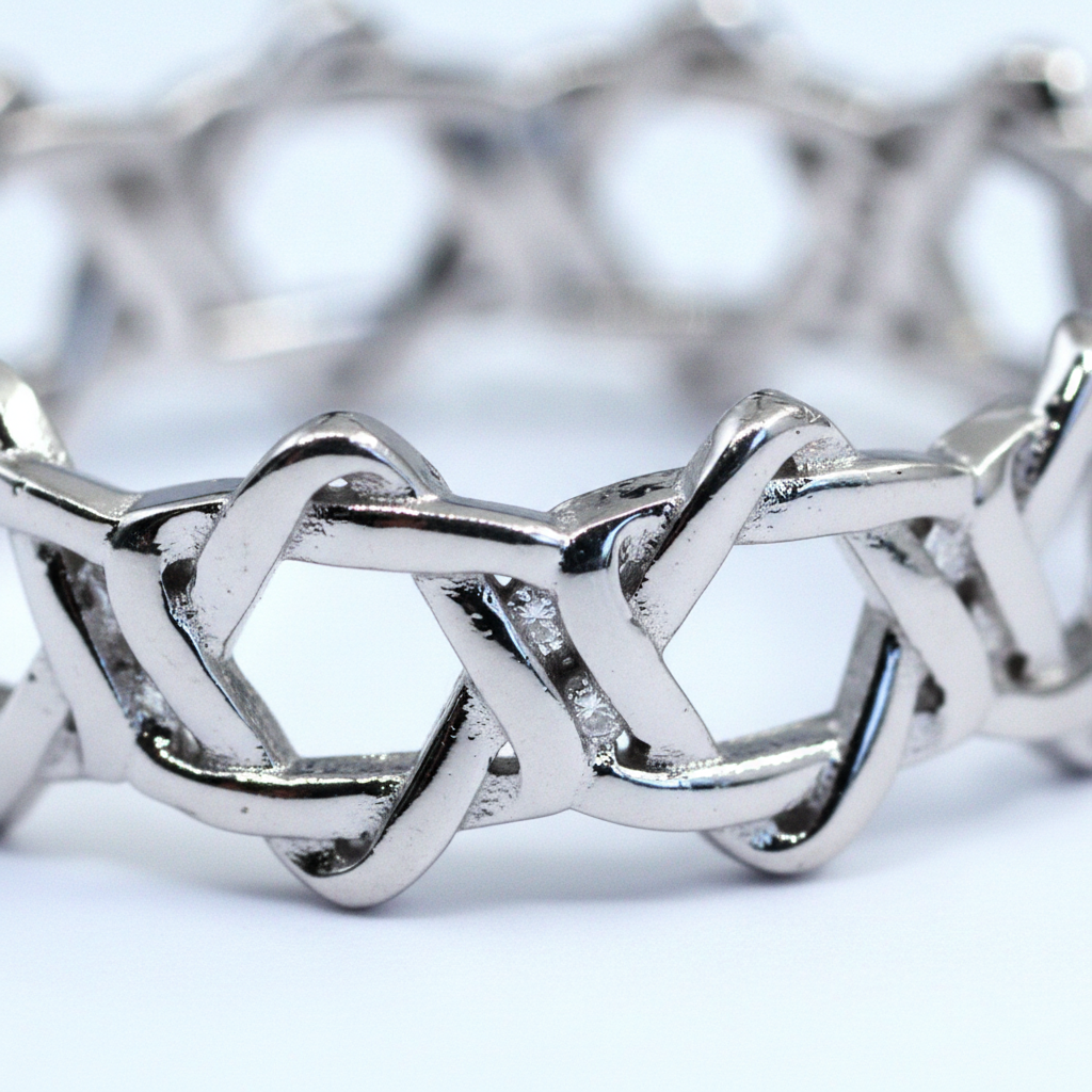טבעת כסף מגן דוויד - detail closeup