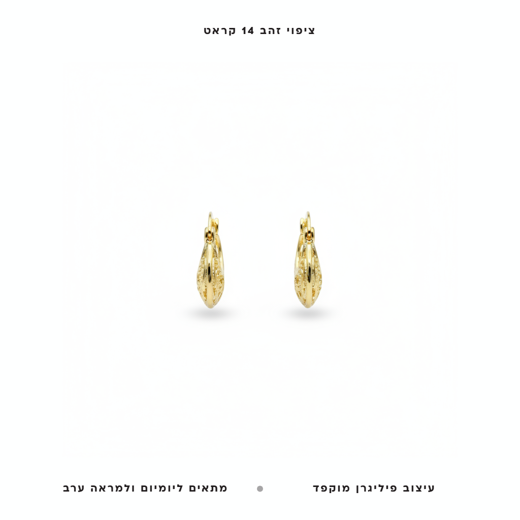 עגילי ציפוי זהב בעיצוב פיליגרן - features