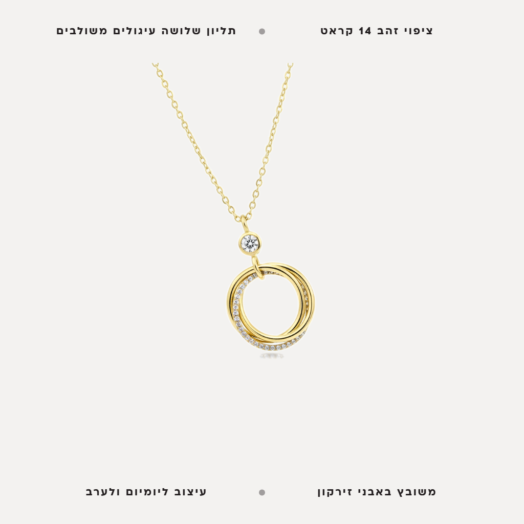 שרשרת ציפוי זהב שלושה עיגולים משולבים - features
